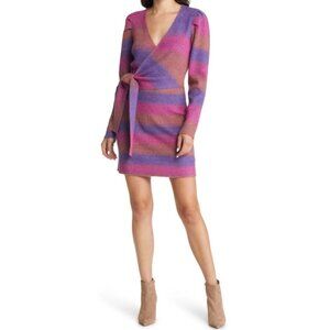 NWT Adelyn Rae Maia Ombré Long Sleeve Knit‎ Wrap Sweater Dress In Orchid Sz Med